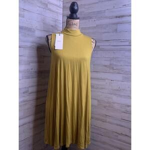 IRIS Los Angeles MUSTARD YELLOW SLEEVELESS KNEE-LENGTH T-SHIRT DRESSS SIZE LARGE